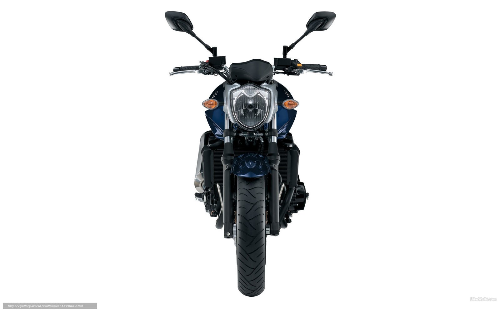 blue motorcycle front view