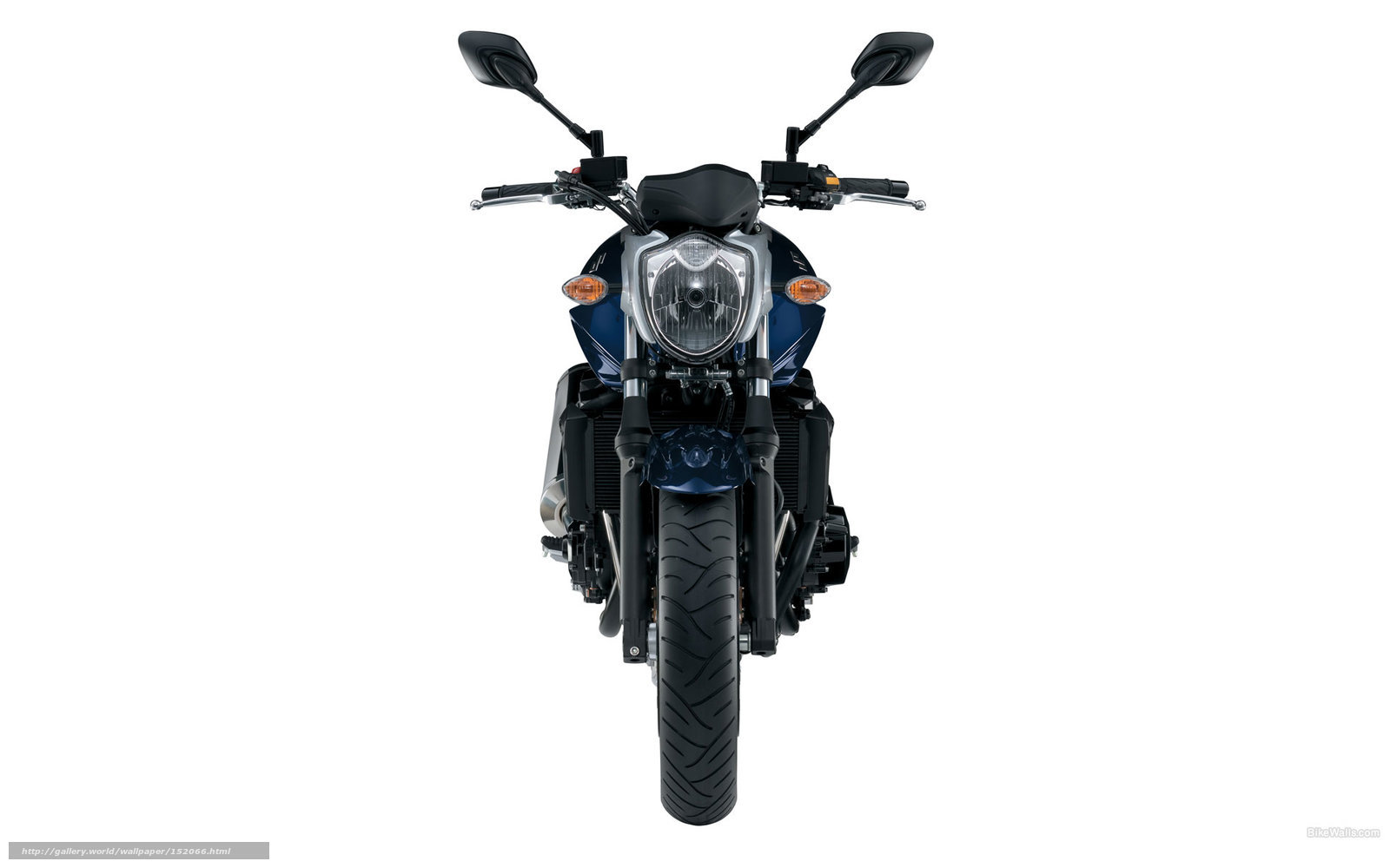 blue motorcycle front view