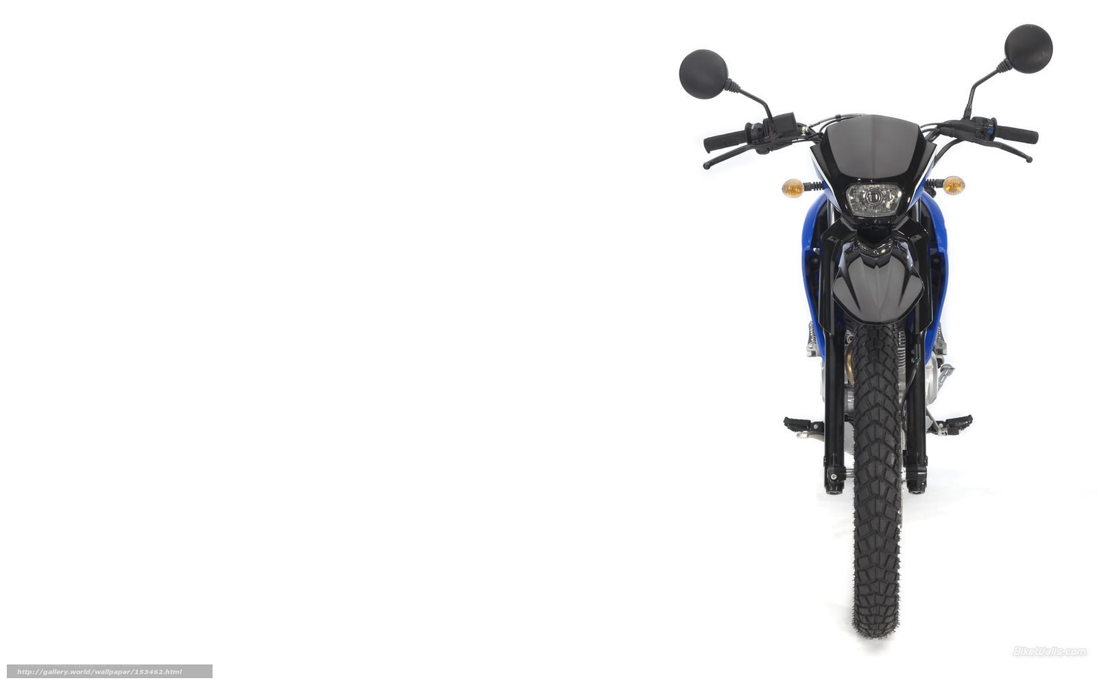 blue motorcycle front view