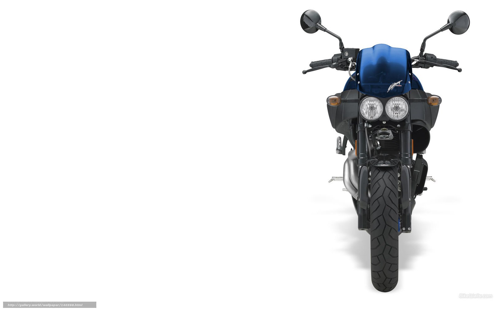 blue motorcycle front view