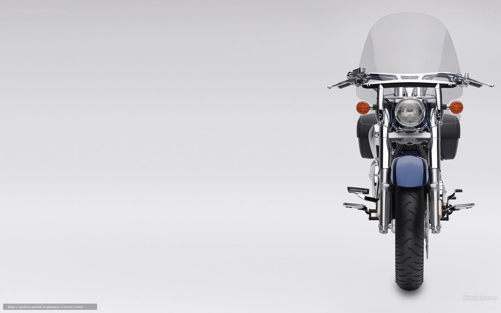 blue motorcycle front view