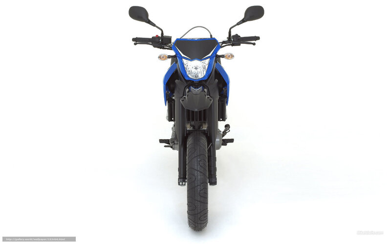 Blue Motorcycle Front View — Neutral, Photograph, Handlebars
