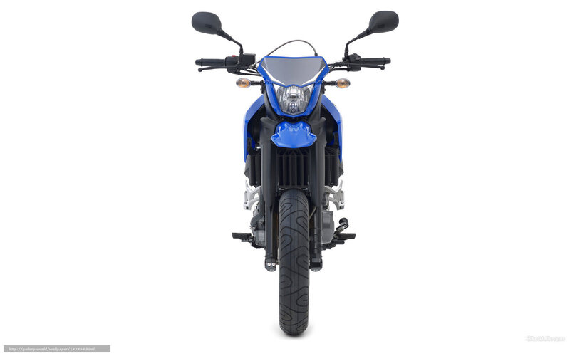Blue Motorcycle Front View — Neutral, Photograph