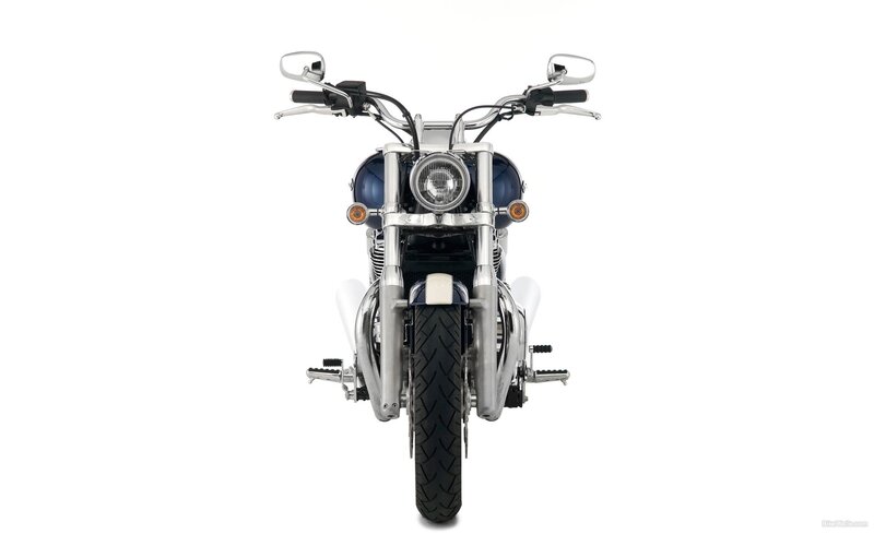 Blue Motorcycle Front View — White, Neutral, Photograph, Handlebars