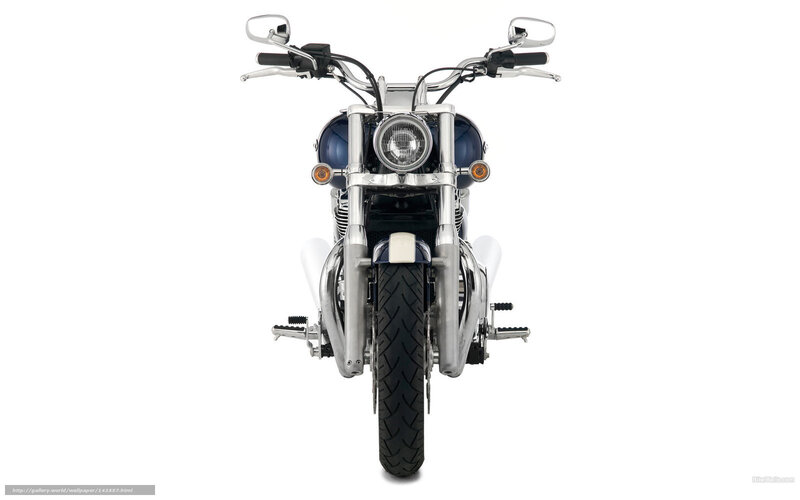 Blue Motorcycle Front View — White