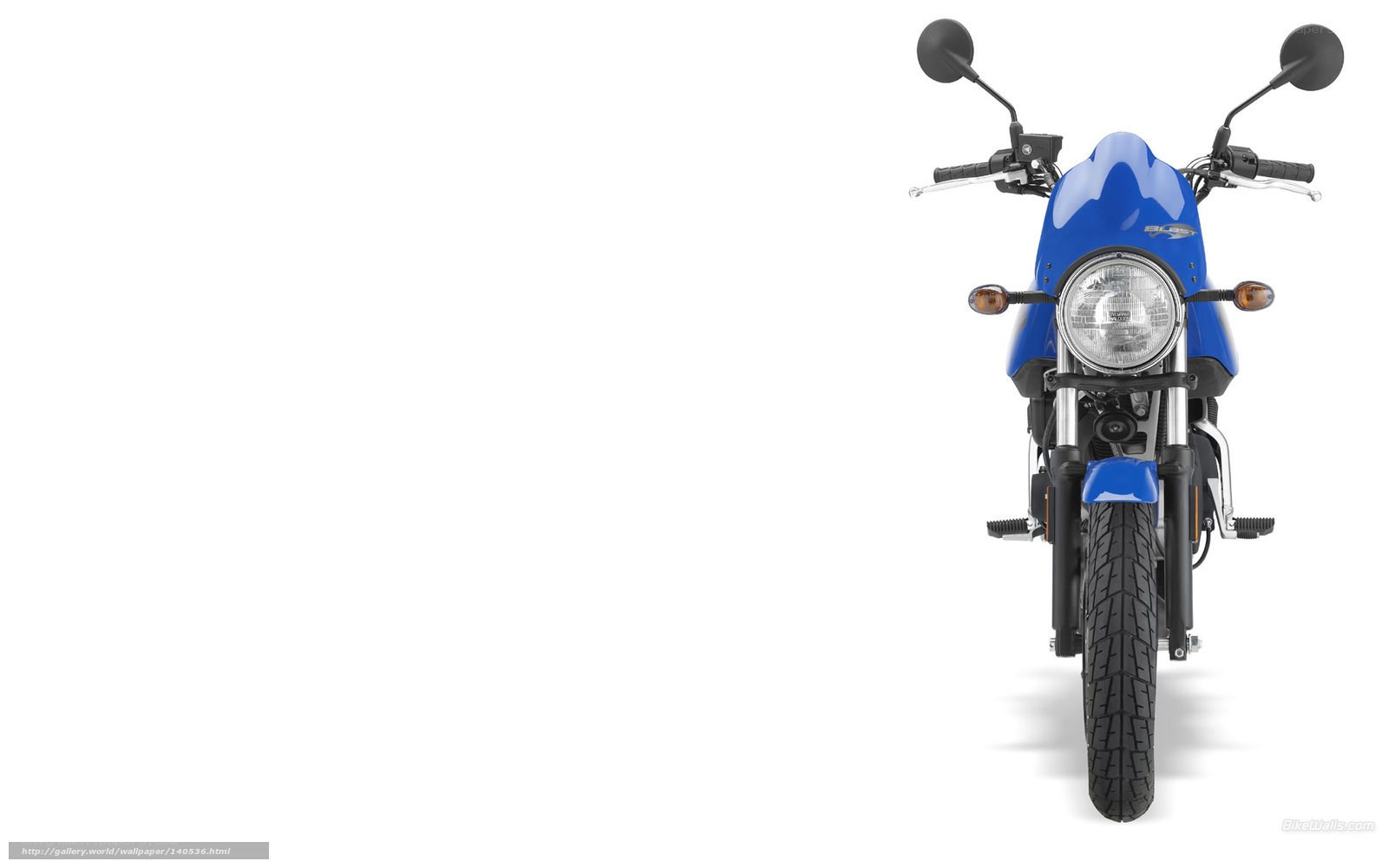 blue motorcycle front view