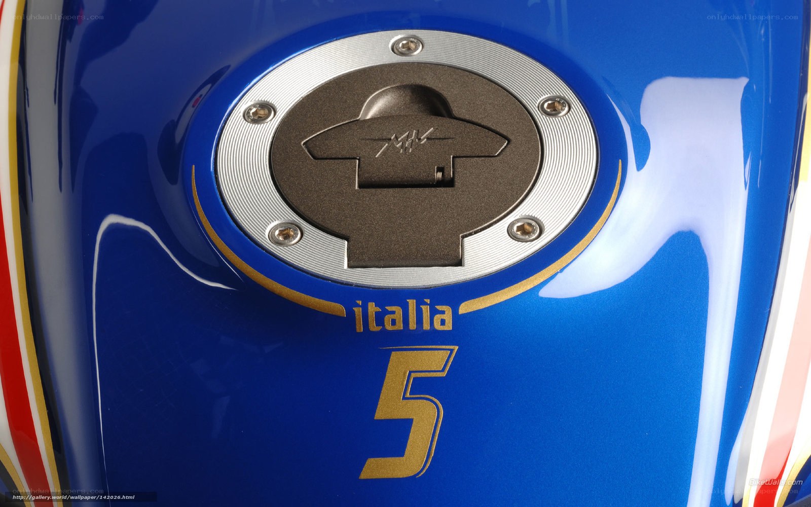 Blue motorcycle fuel cap