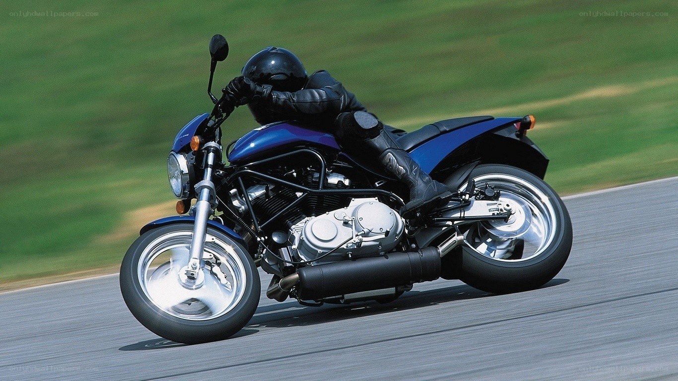 Blue motorcycle on a racetrack
