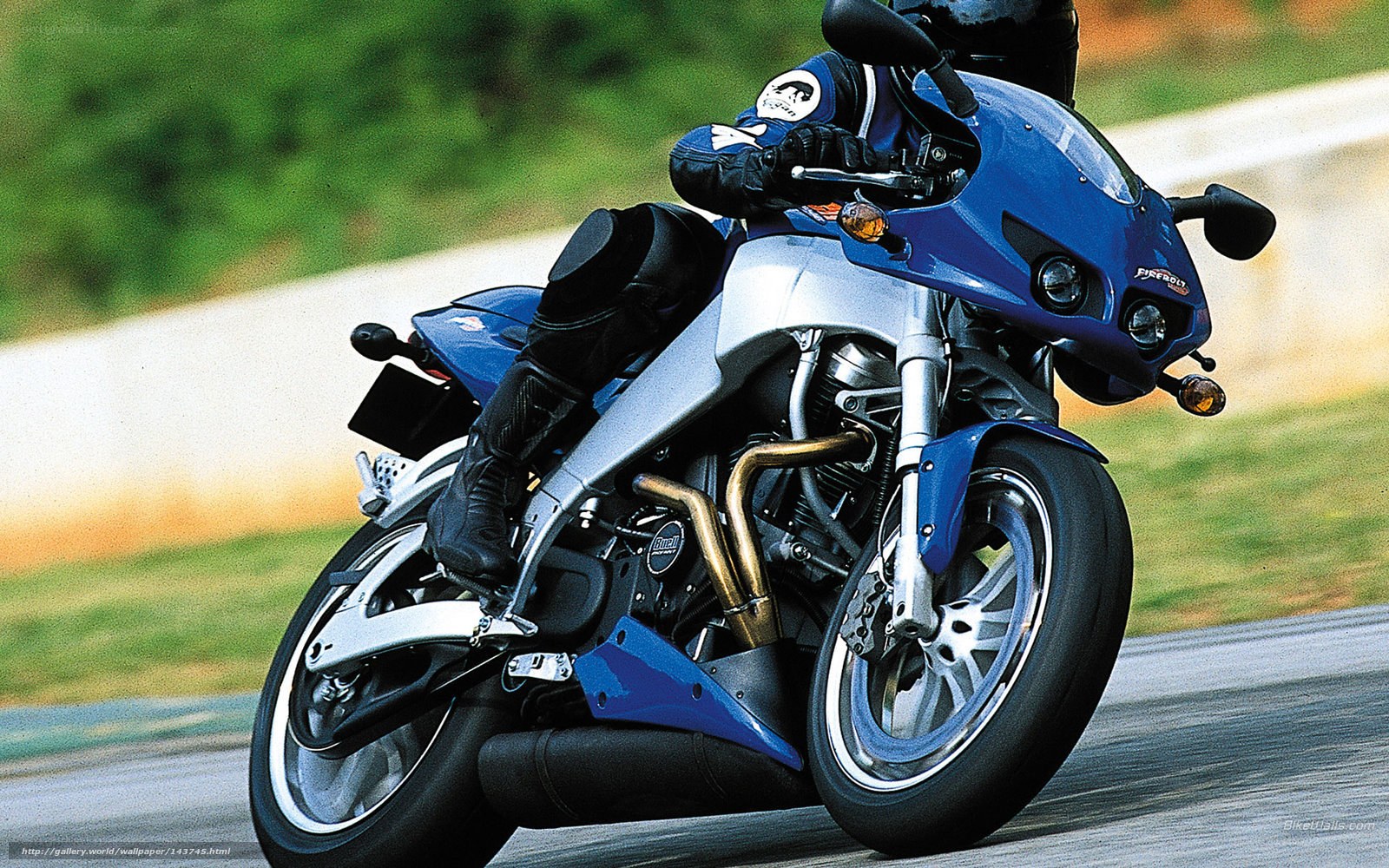 blue motorcycle on a racetrack