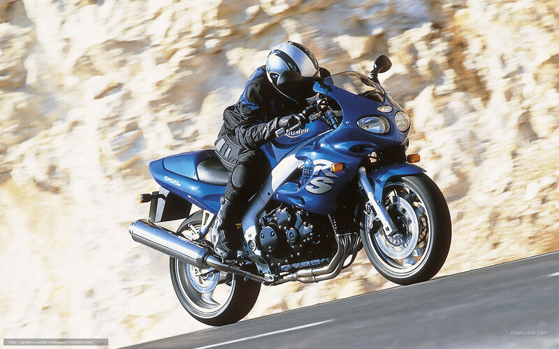 Blue motorcycle on a road