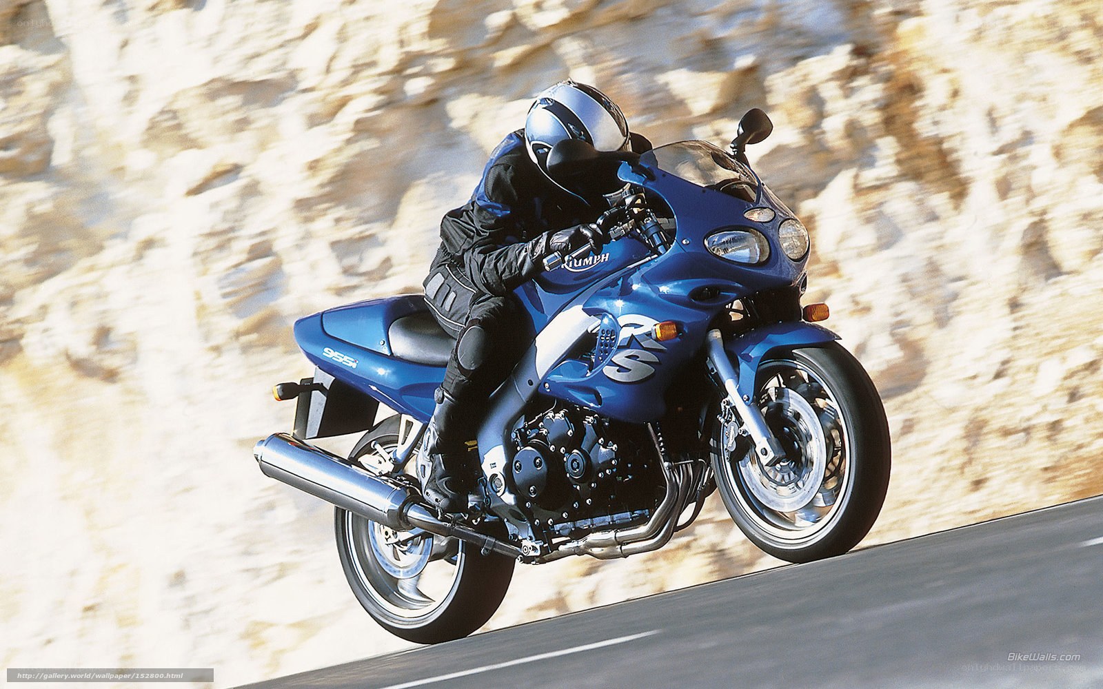 Blue motorcycle on a road