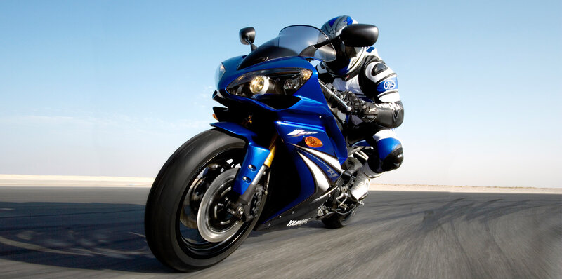 Blue motorcycle on a track