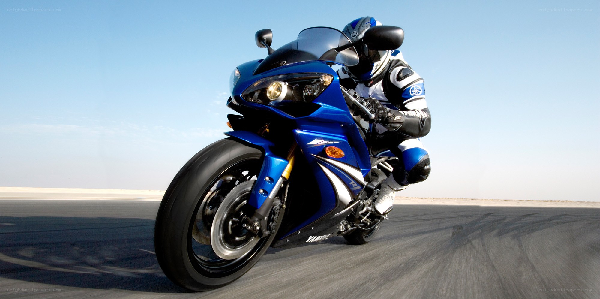 Blue motorcycle on a track