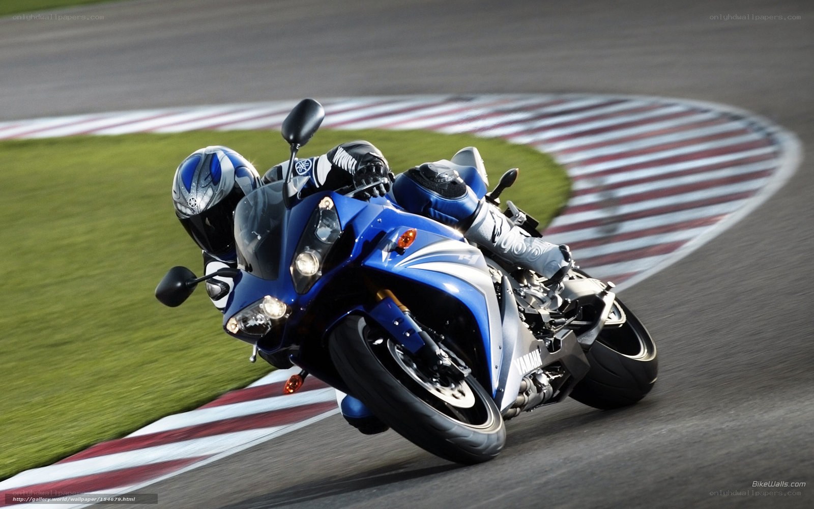 Blue motorcycle on racetrack