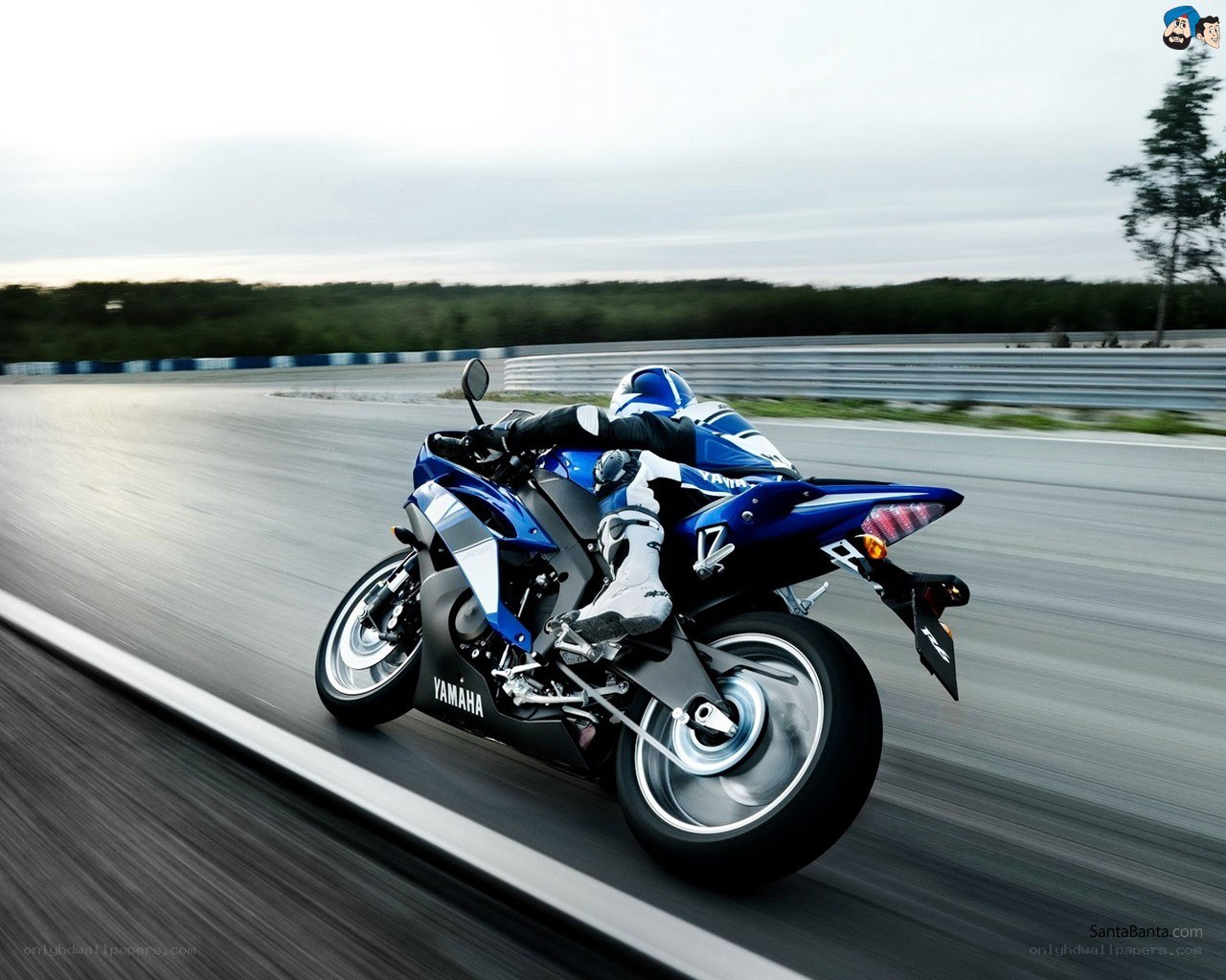 blue motorcycle on racetrack