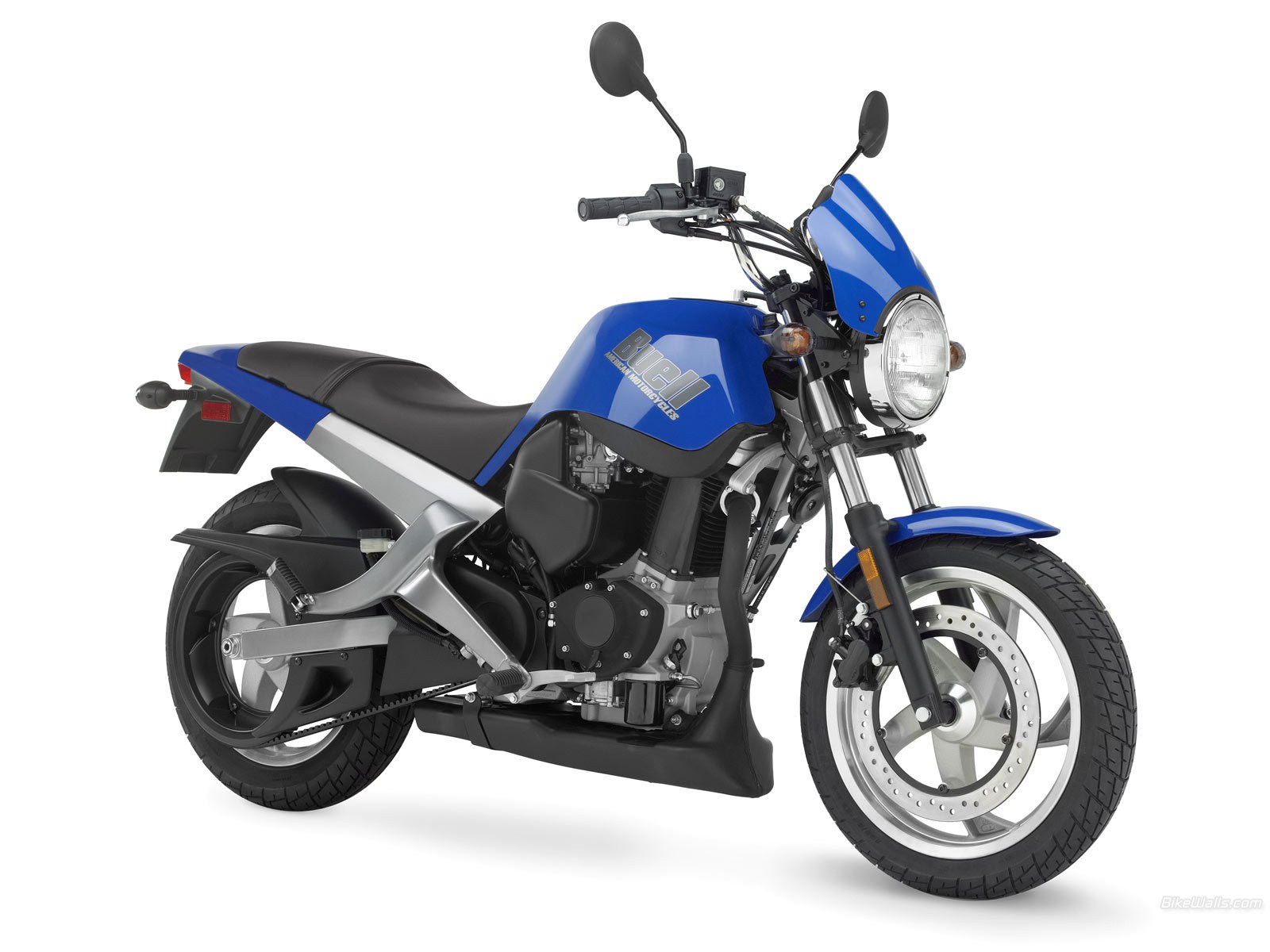 blue motorcycle on white background