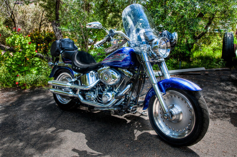 Blue Motorcycle Parked