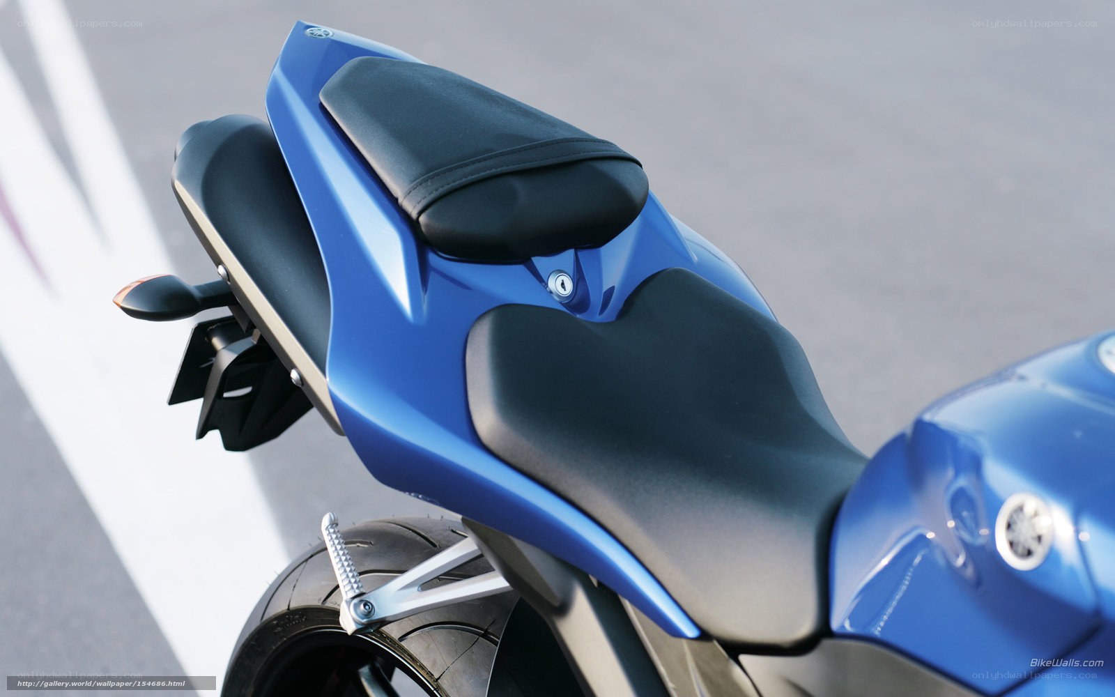 blue motorcycle rear seat