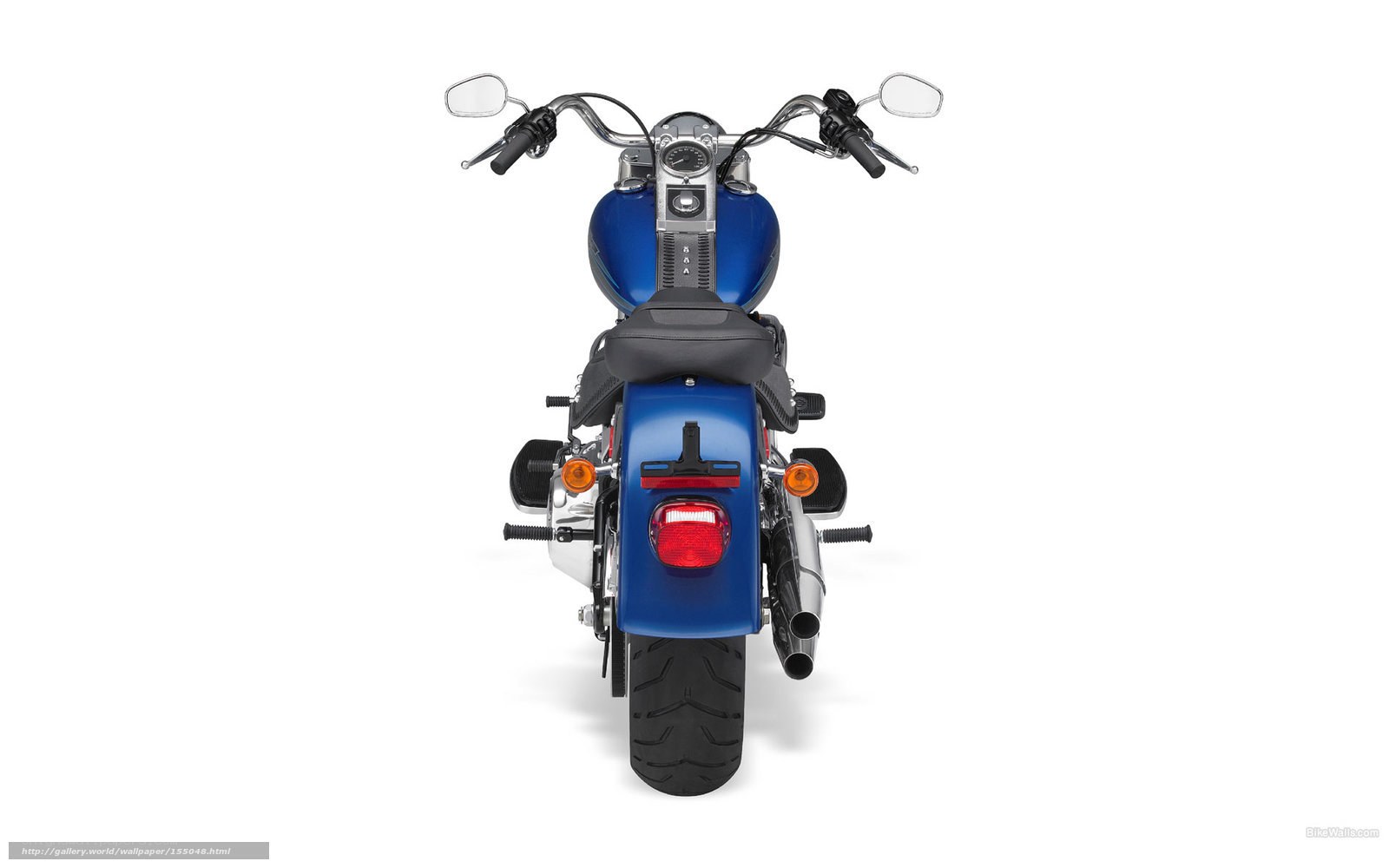 blue motorcycle rear view