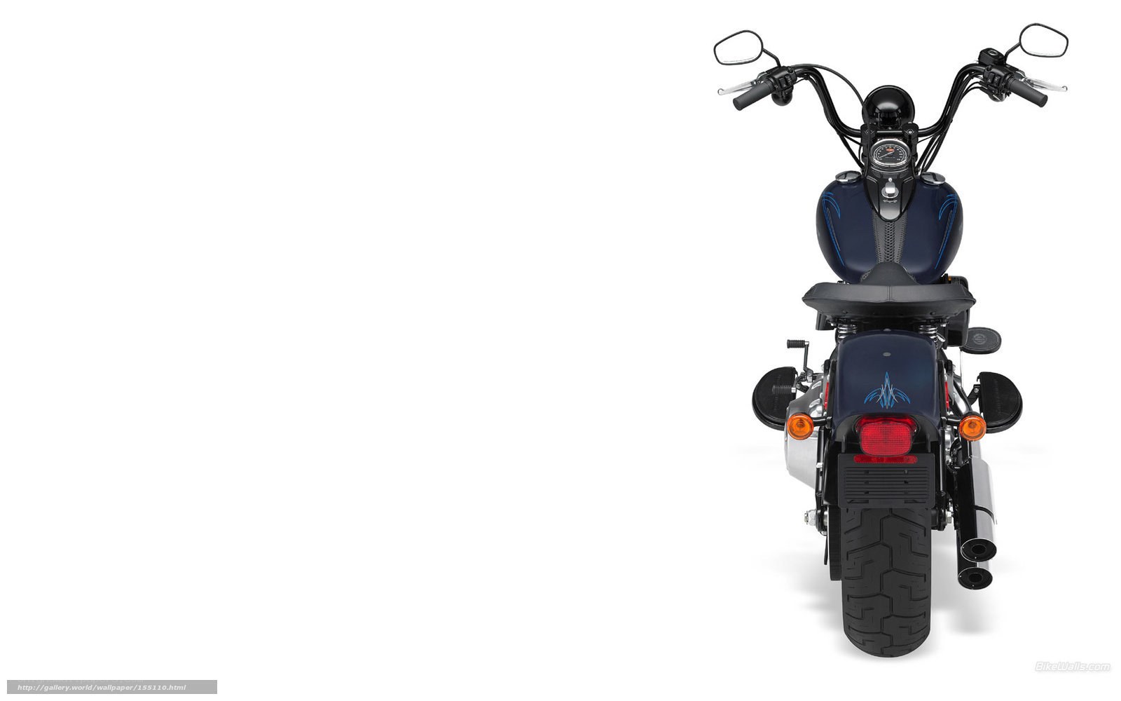 blue motorcycle rear view