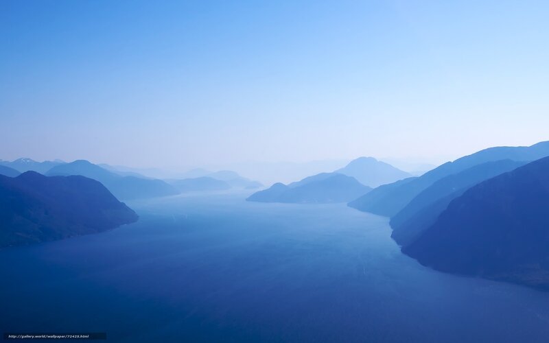 Blue mountain lake landscape