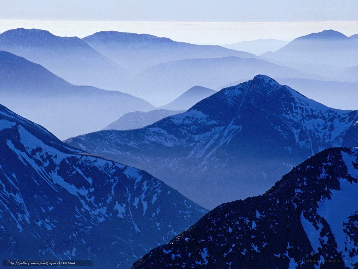 Blue mountain range landscape