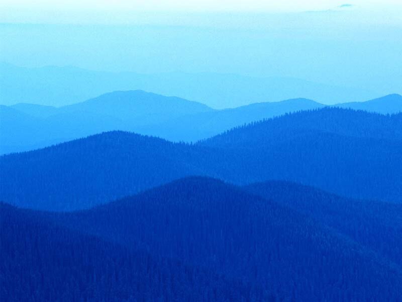Blue mountain ranges at dawn