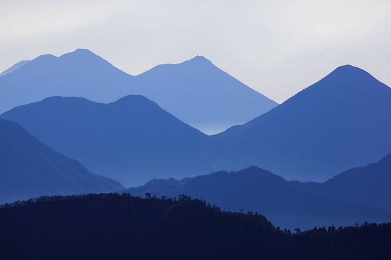 Blue mountain silhouettes