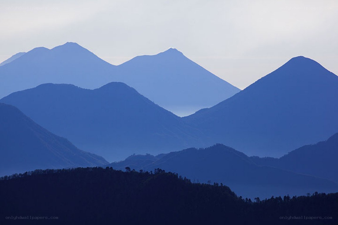 Blue mountain silhouettes