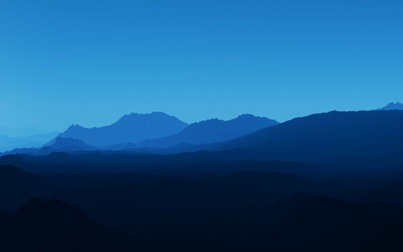 Blue mountain silhouettes