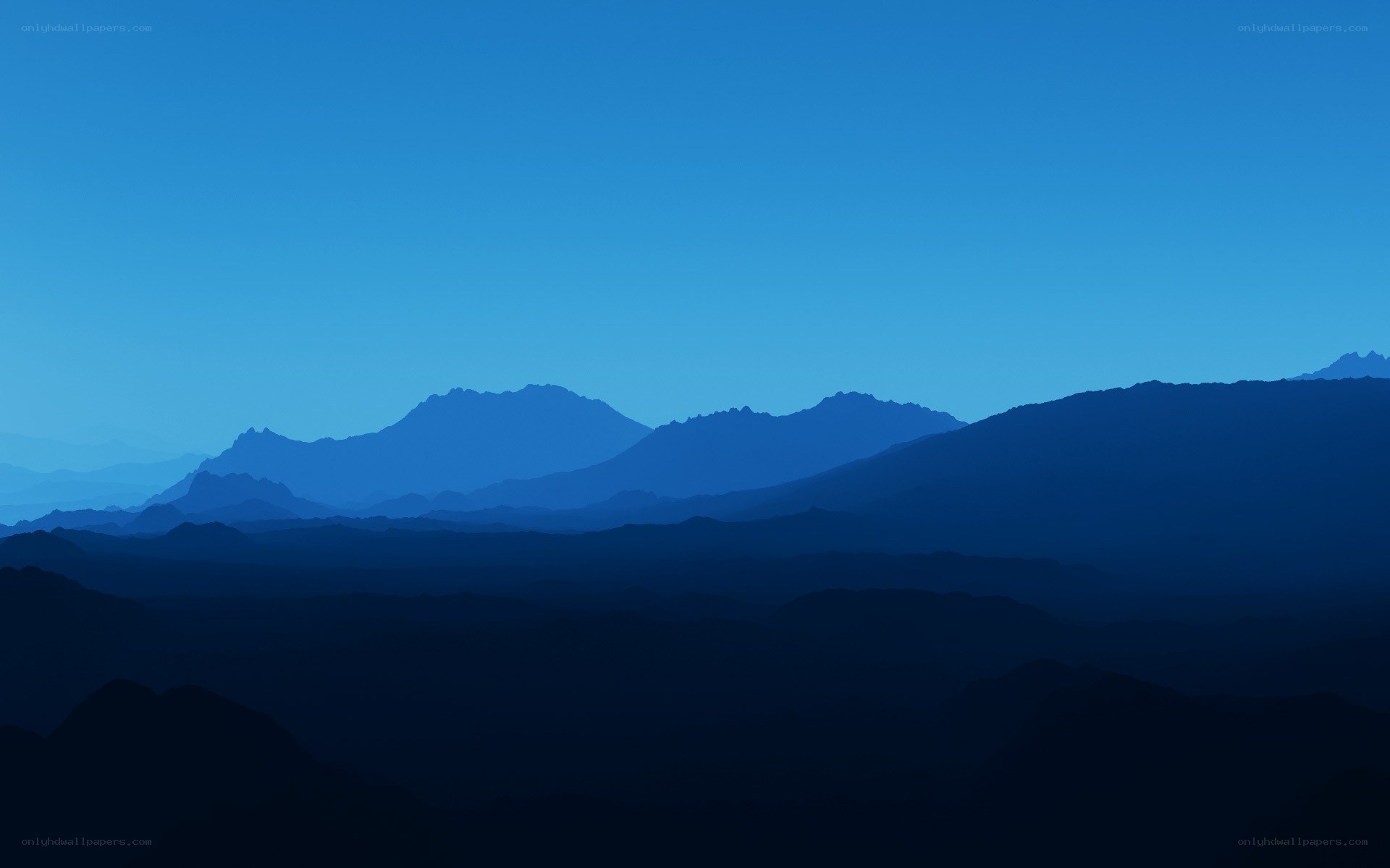 Blue mountain silhouettes