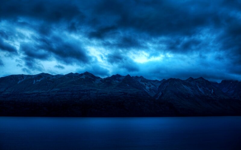 Blue mountains at dusk