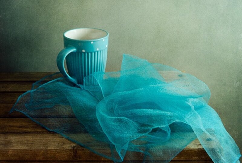 Blue Mug on Cloth