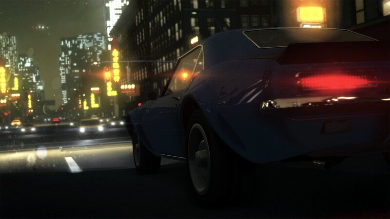 Blue Muscle Car at Night — Dark