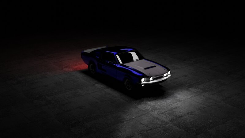 Blue Muscle Car — Black, Dark