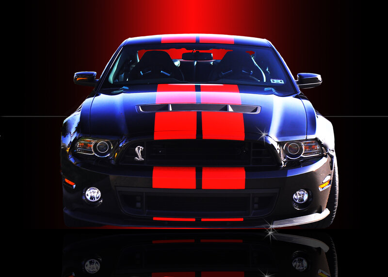 Blue Muscle Car — Black, Dramatic, Photograph