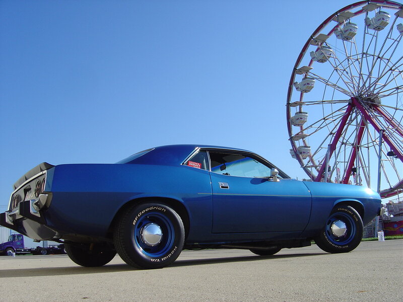 Blue Muscle Car — Bright, Afternoon, Photograph