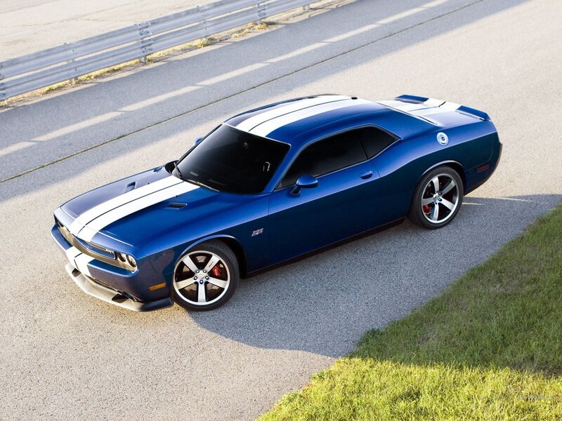 Blue Muscle Car — Calm, Afternoon, Photograph, Asphalt Road