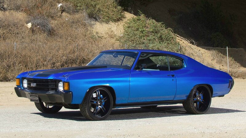 Blue Muscle Car — Calm, Afternoon, Photograph, Dirt Road