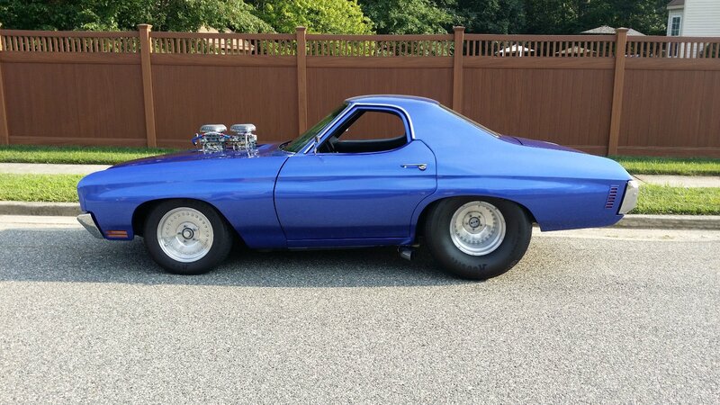 Blue Muscle Car — Calm, Afternoon, Photograph, Fence