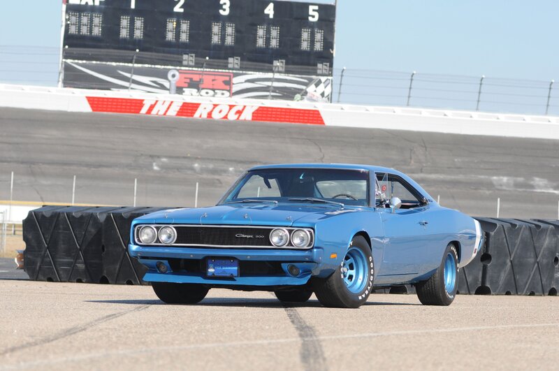 Blue Muscle Car — Calm, Afternoon, Photograph, Race Track