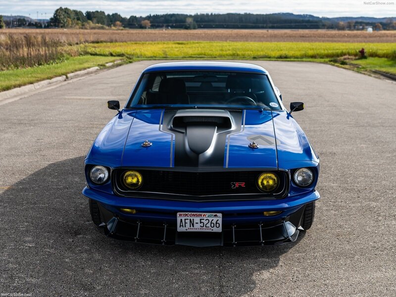 Blue Muscle Car — Calm, Afternoon, Photograph, Road, Field