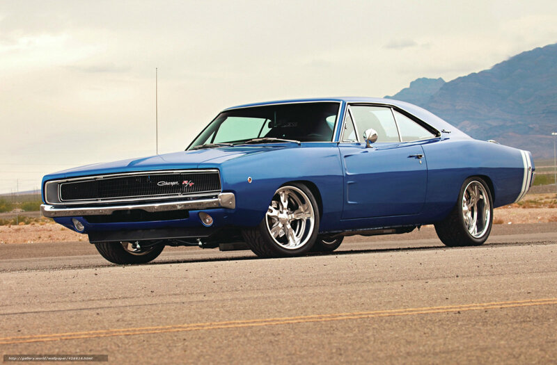 Blue Muscle Car — Dramatic, Afternoon, Photograph, Mountains, Road