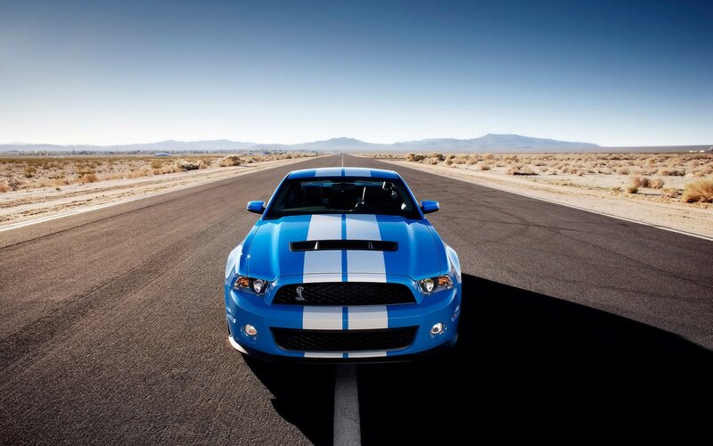 Blue Muscle Car — Dramatic, Afternoon, Photograph, Road, Desert