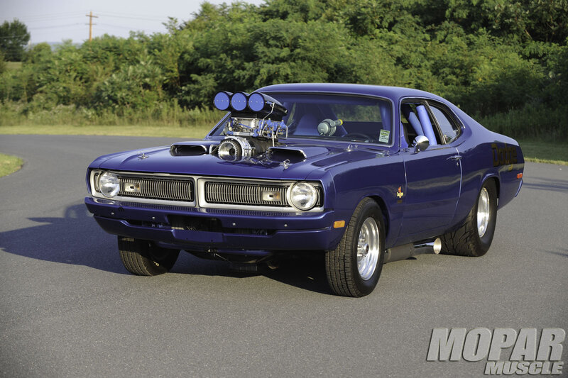 Blue Muscle Car — Dramatic, Afternoon, Photograph, Road