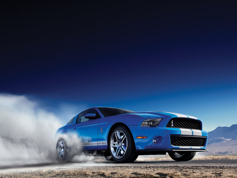 Blue Muscle Car — Dramatic, Afternoon, Photograph, Smoke, Mountains