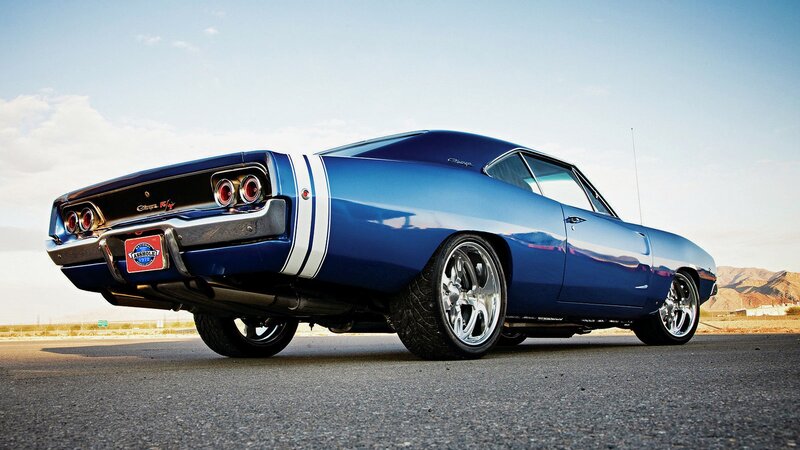 Blue Muscle Car — Dramatic, Afternoon, Photograph, Stripes