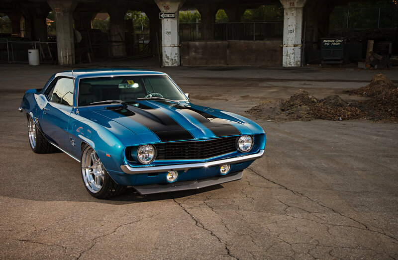 Blue Muscle Car — Dramatic, Afternoon, Photograph, Underpass
