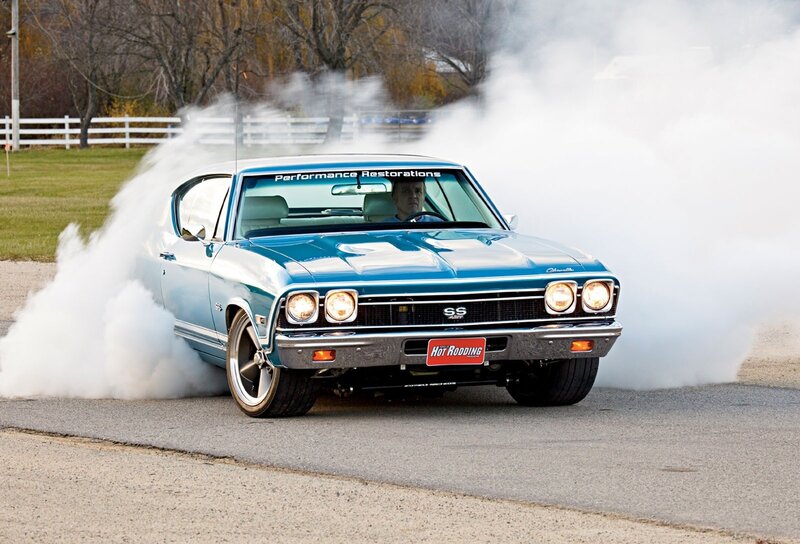 Blue Muscle Car — Dramatic, Autumn, Photograph
