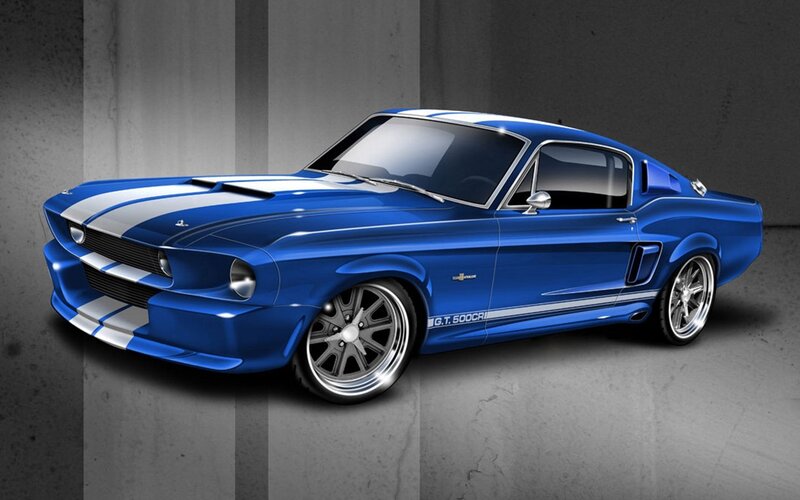 Blue Muscle Car — Dramatic, Digital Art